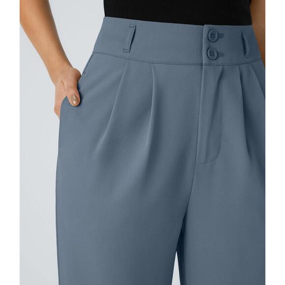 NWT Halara Flex™ High Waisted Shirred Straight Leg Work Blue Pants Size XL Tall - Picture 5 of 7